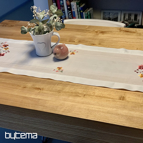 Bestickte Tischdecke und Schal GARTENBLUMEN