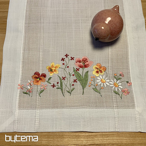 Bestickte Tischdecke und Schal GARTENBLUMEN