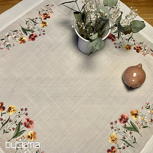 Bestickte Tischdecke und Schal GARTENBLUMEN