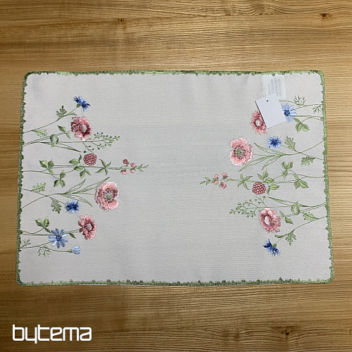 Bestickte Tischdecke und Schal WIESENBLUMEN