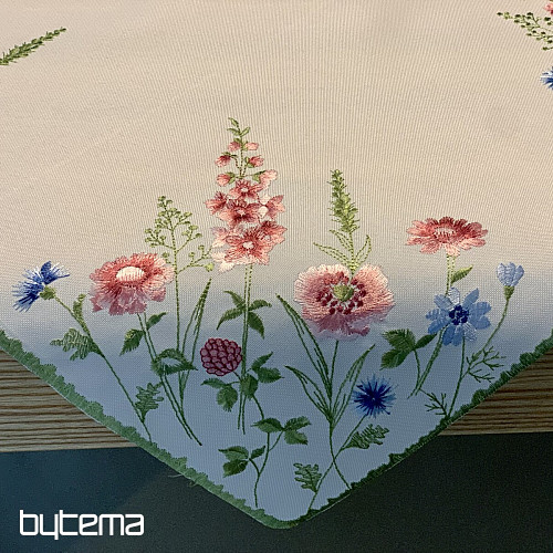 Bestickte Tischdecke und Schal WIESENBLUMEN
