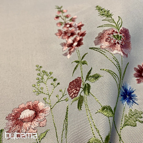 Bestickte Tischdecke und Schal WIESENBLUMEN