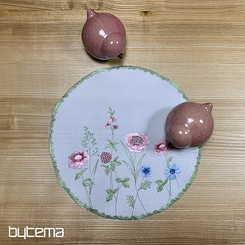 Bestickte Tischdecke und Schal WIESENBLUMEN