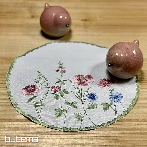 Bestickte Tischdecke und Schal WIESENBLUMEN