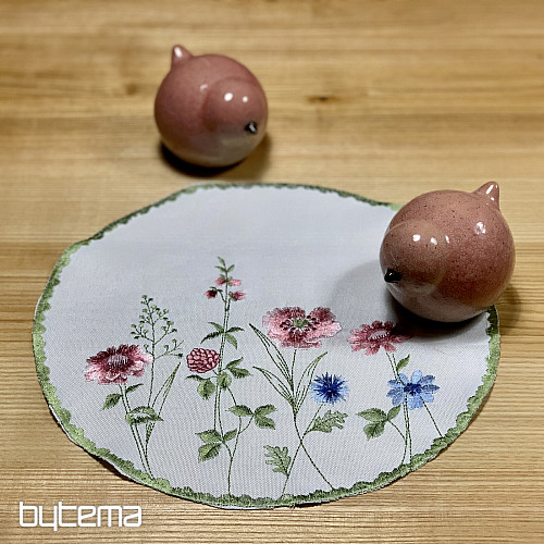 Bestickte Tischdecke und Schal WIESENBLUMEN