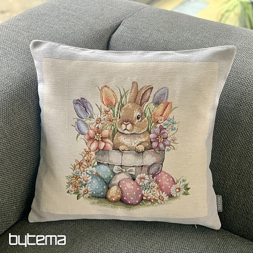 Gobelin-Kissenbezug BARE IN THE FLOWER POT mit grauem Rahmen