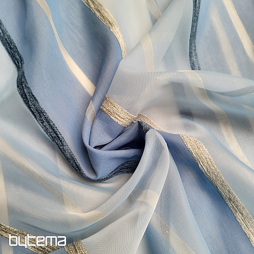 Voile-Vorhang BLAU-WEIßE STREIFEN