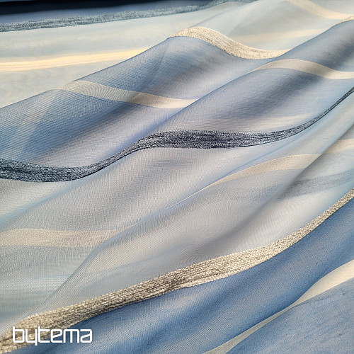 Voile-Vorhang BLAU-WEIßE STREIFEN