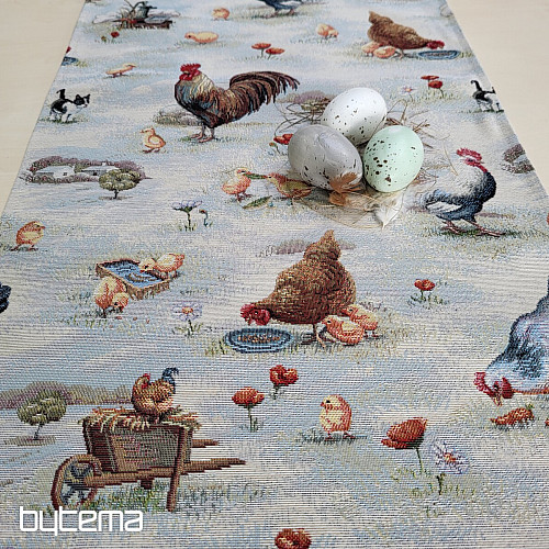 Gobelin-Tischdecke und Schal BACKYARD HEN