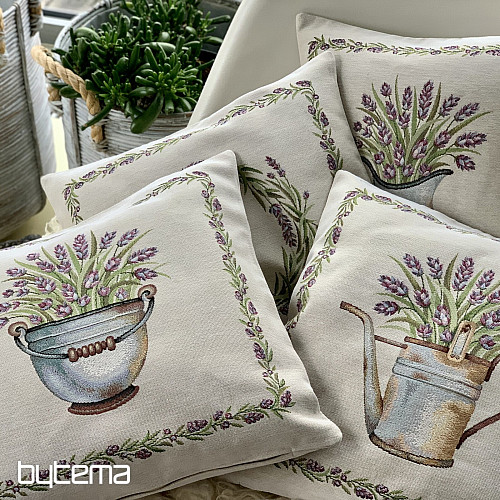 Gobelin-Kissenbezug LAVENDER IN EINEM EIMER