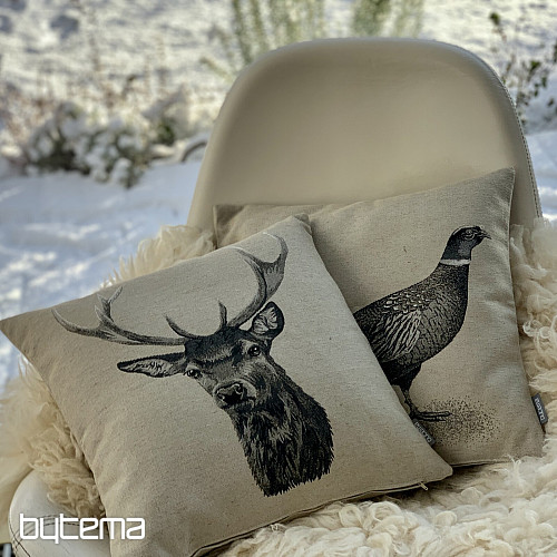 Gobelin-Kissenbezug HIRSCH grau