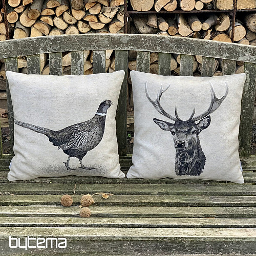 Gobelin-Kissenbezug HIRSCH grau