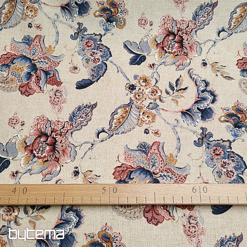 Dekostoff INDISCHE BLUMEN beige