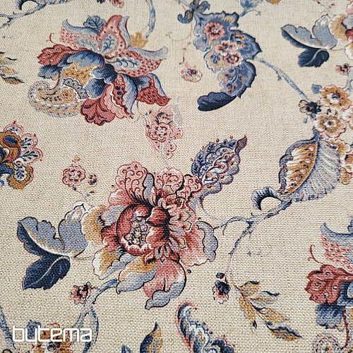 Dekostoff INDISCHE BLUMEN beige