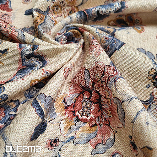 Dekostoff INDISCHE BLUMEN beige