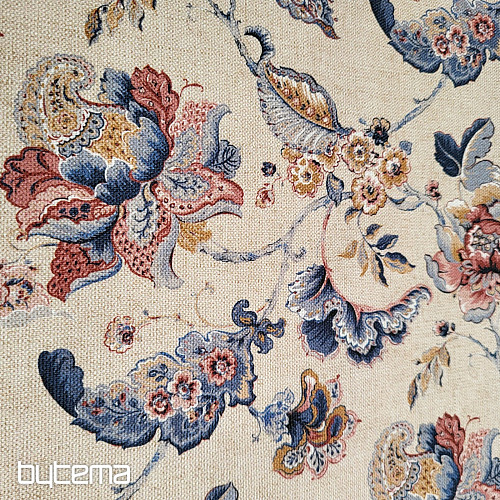 Dekostoff INDISCHE BLUMEN beige