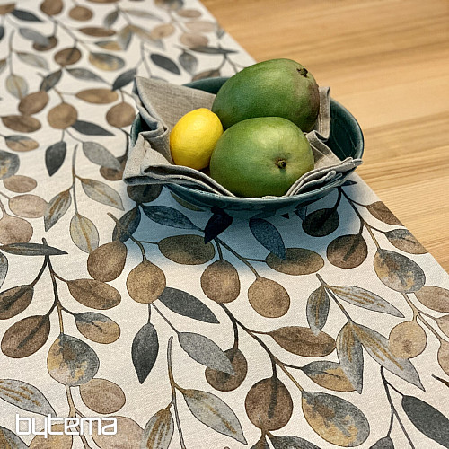 Tischdecke und Schal HOJAS GREY BLÄTTER