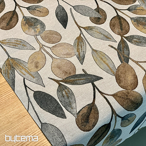 Tischdecke und Schal HOJAS GREY BLÄTTER