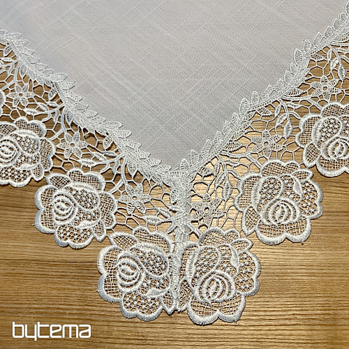 Weiße Rosen-Spitzen-Tischdecke