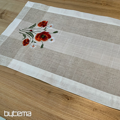 Bestickte Tischdecke und Schal Mohnblumen