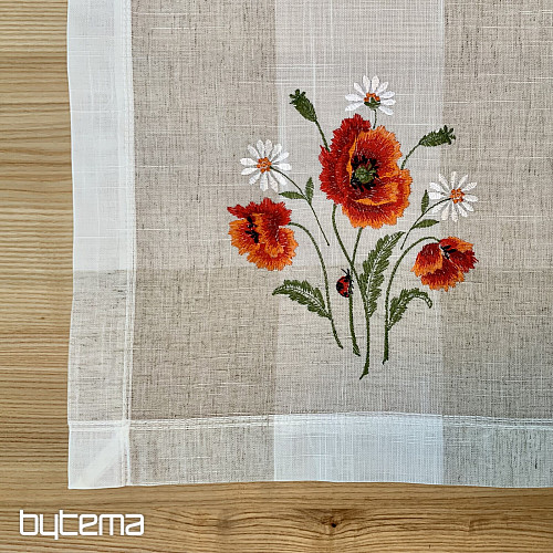 Bestickte Tischdecke und Schal Mohnblumen