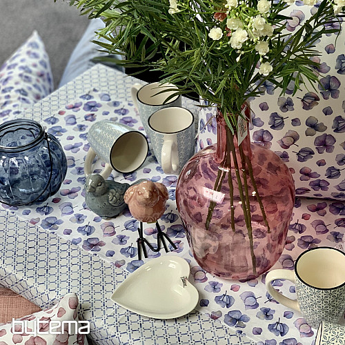 MONTANA PURPLE BLUE FLOWERS Tischdecke und Schal