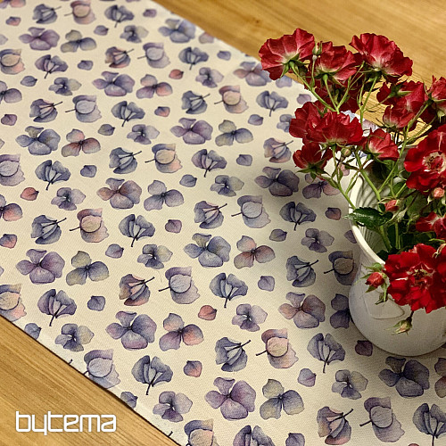 MONTANA PURPLE BLUE FLOWERS Tischdecke und Schal