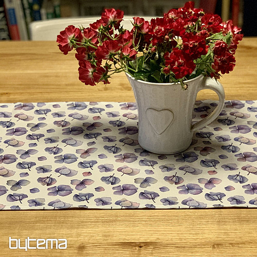 MONTANA PURPLE BLUE FLOWERS Tischdecke und Schal