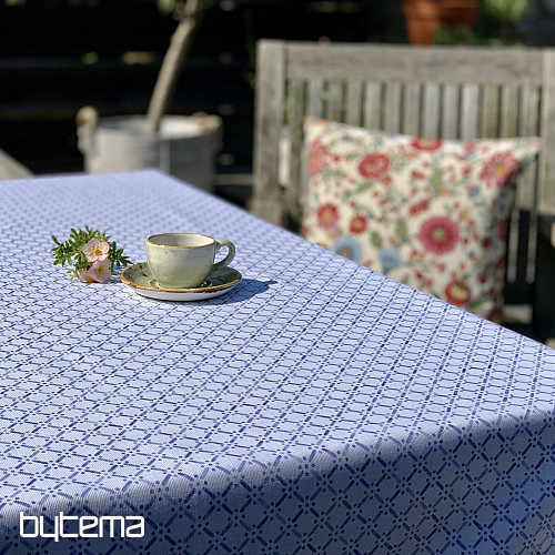 Tischdecke und Schal MONTANA GITTER BLAU