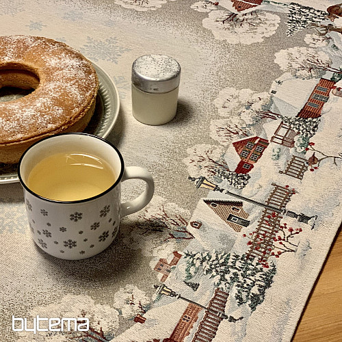 Gobelin-Tischdecke, Schal und Gedeck WINTER IDYLKA