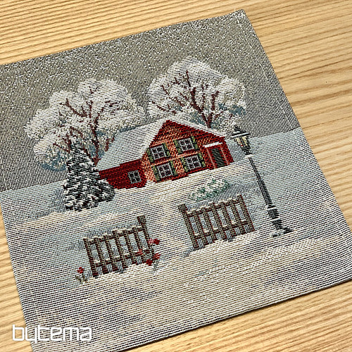 Gobelin-Tischdecke, Schal und Gedeck WINTER IDYLKA