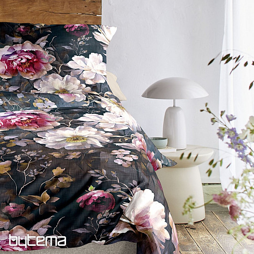 IRISETTE luxuriöser Baumwollsatin WAVE 8574-90 PFINGSTROSEN