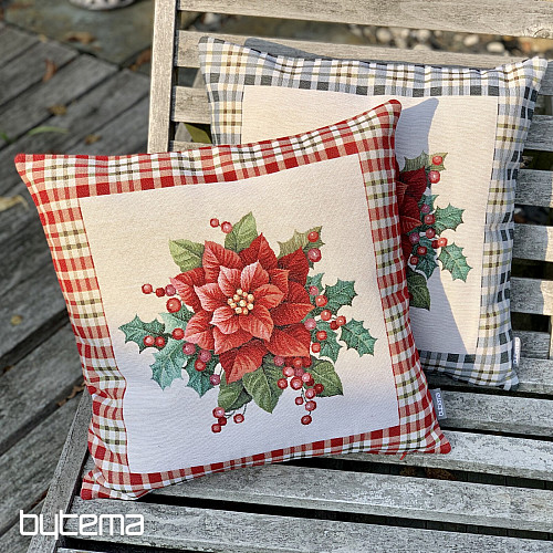 Weihnachts-Wandteppichbezug CHRISTMAS STAR rot kariert