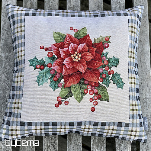 Weihnachts-Wandteppichbezug CHRISTMAS STAR grau kariert