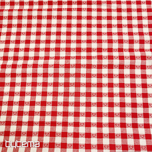 Dekorationsstoff KANAFAS SOFI HERZ rot