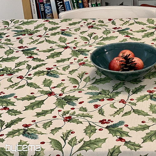 Gobelin-Tischdecke und Schal CHRISTMAS HOLLY