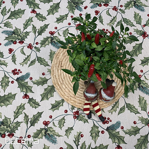 Gobelin-Tischdecke und Schal CHRISTMAS HOLLY