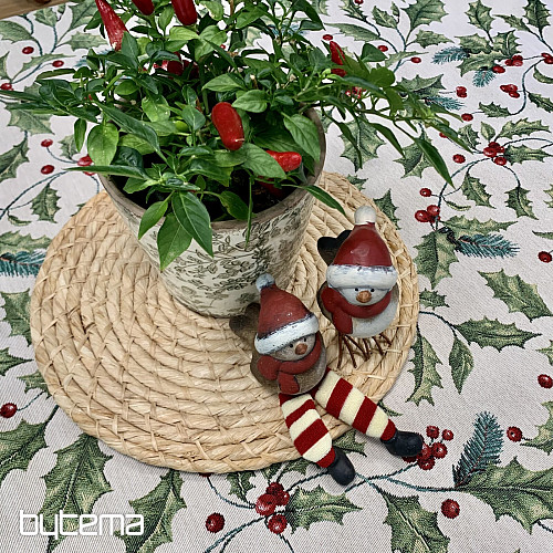 Gobelin-Tischdecke und Schal CHRISTMAS HOLLY