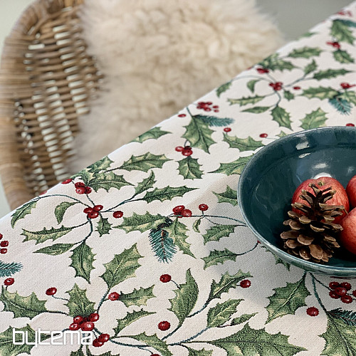 Gobelin-Tischdecke und Schal CHRISTMAS HOLLY