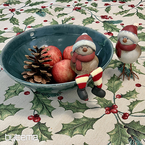 Gobelin-Tischdecke und Schal CHRISTMAS HOLLY