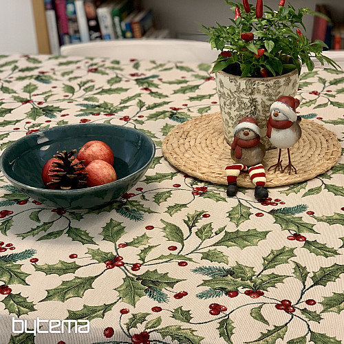 Gobelin-Tischdecke und Schal CHRISTMAS HOLLY