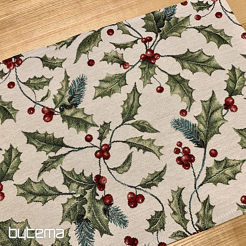 Gobelin-Tischdecke und Schal CHRISTMAS HOLLY