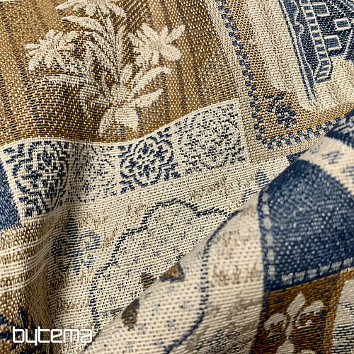 Gobelin-Tischdecke, Schal PATCHWORK HERZ blau