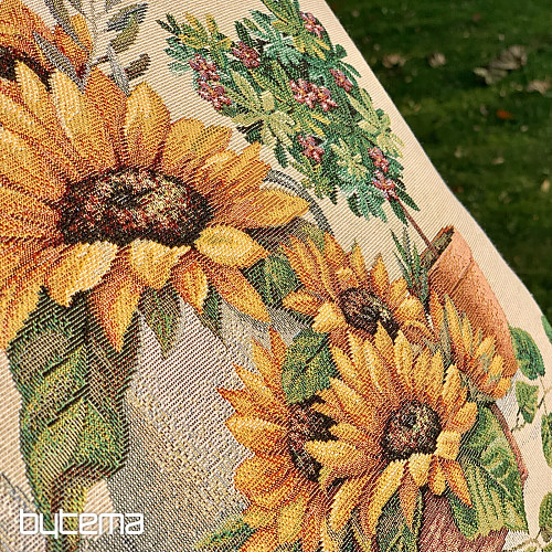 Gobelin-Kissenbezug SONNENBLUMEN IM RAHMEN