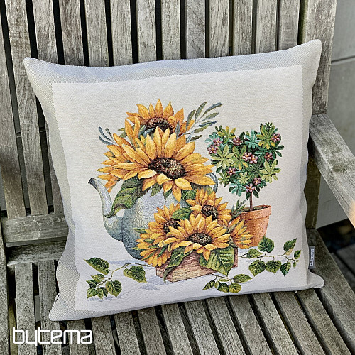 Gobelin-Kissenbezug SONNENBLUMEN IM RAHMEN