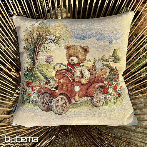 Gobelin-Kissenbezug TEDDY IM AUTO