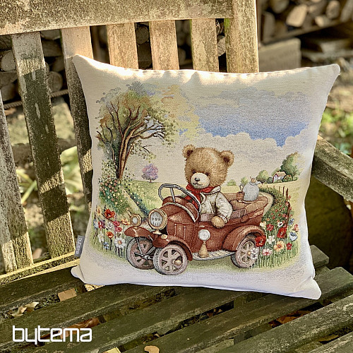 Gobelin-Kissenbezug TEDDY IM AUTO