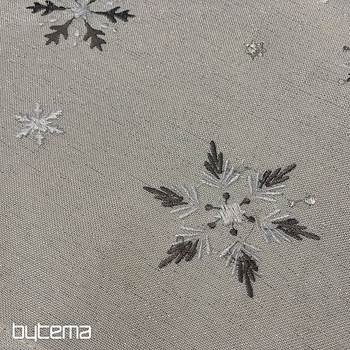 Bestickte Weihnachtstischdecke und Schal in GRAU-WEISS-FLAKE