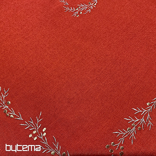 Bestickte Weihnachtstischdecke und Schal MISTLET RED