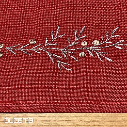 Bestickte Weihnachtstischdecke und Schal MISTLET RED